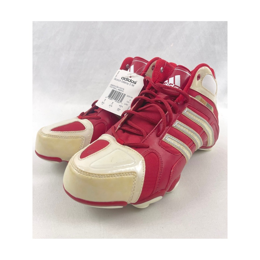 Adidas Scorch Destroy D Mi Red White Football Cleats Mens 9.5 Mid Top No spikes